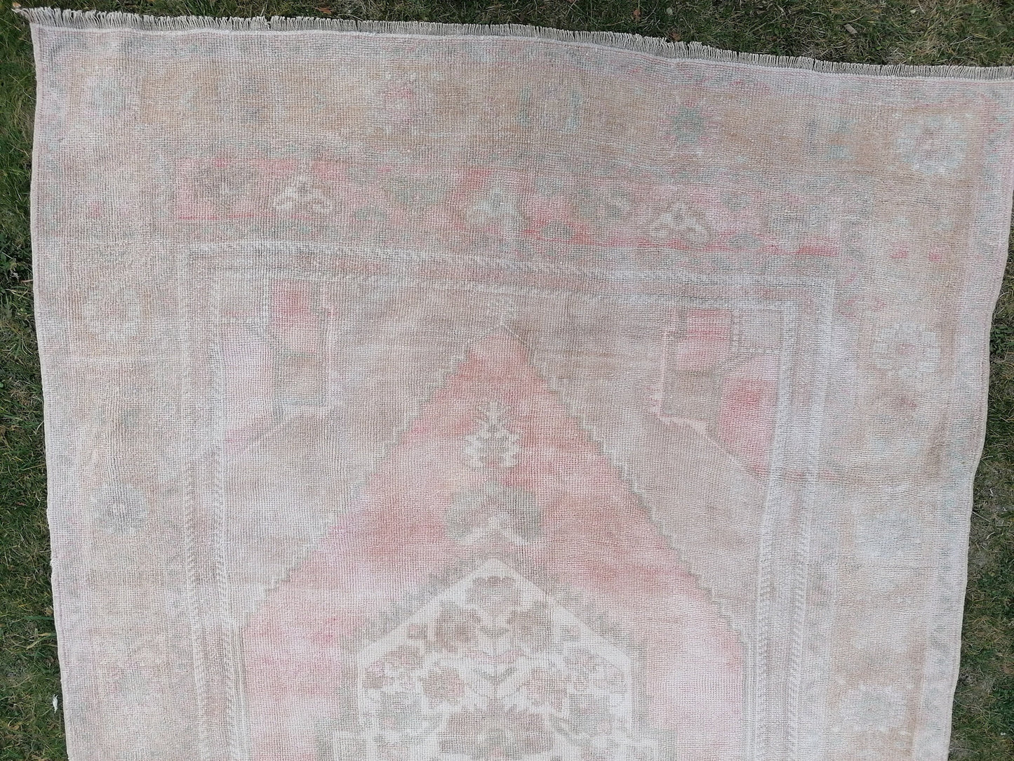 5.3 x 10 Muted runner rug, oushak turkish runner rug  pastel vintage runner rug, handmade wool runner, hallway runner rug