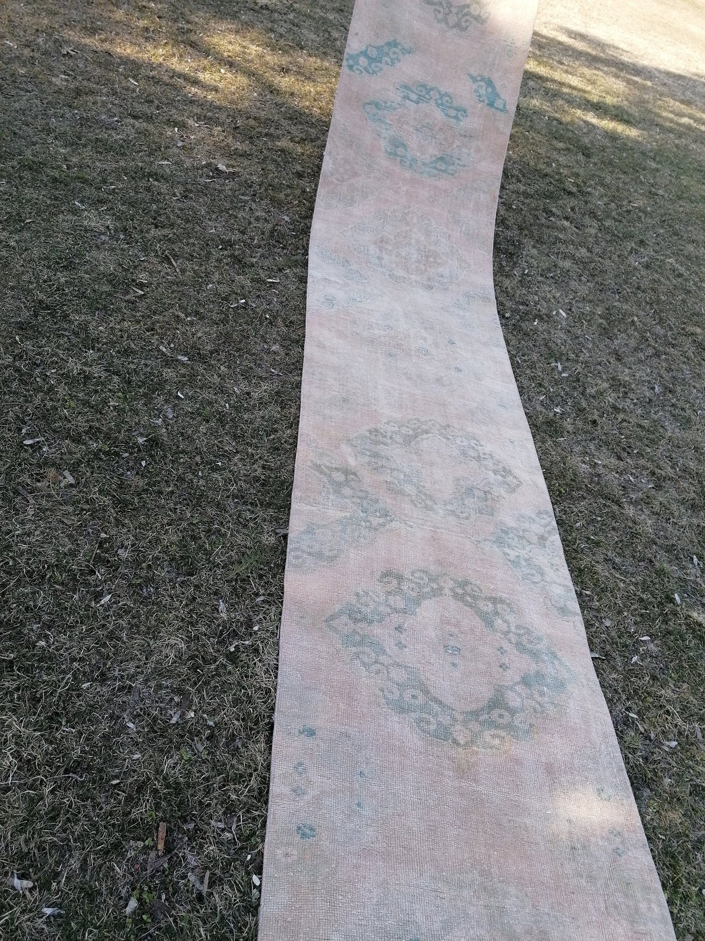 2.9 x 23.6 extra long oushak turkish runner rug, vintage turkish runner rug, stairs rug,