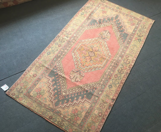 4x7 feet vintage bedroom rug, handmade turkish large kitchen carpet, oushak living room etnique rug, pink lounge wide rug, gray wool kid rug