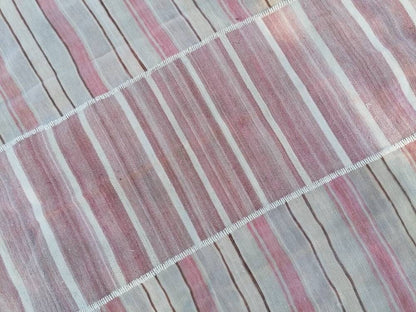 6.5 x 8.5 Flatwoven kilim rug  stripe handmade rugs vintage turkish rugs oushak rug, wool rug