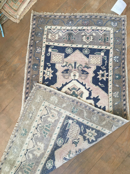 1.7 x 3.4 feet mini muted color turkish rug, handmade oushak small rug, kitchen area mini rug