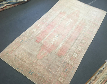 4.5 x 8 feet muted color dining room floor rug, handmade turkish kitchen wool rug