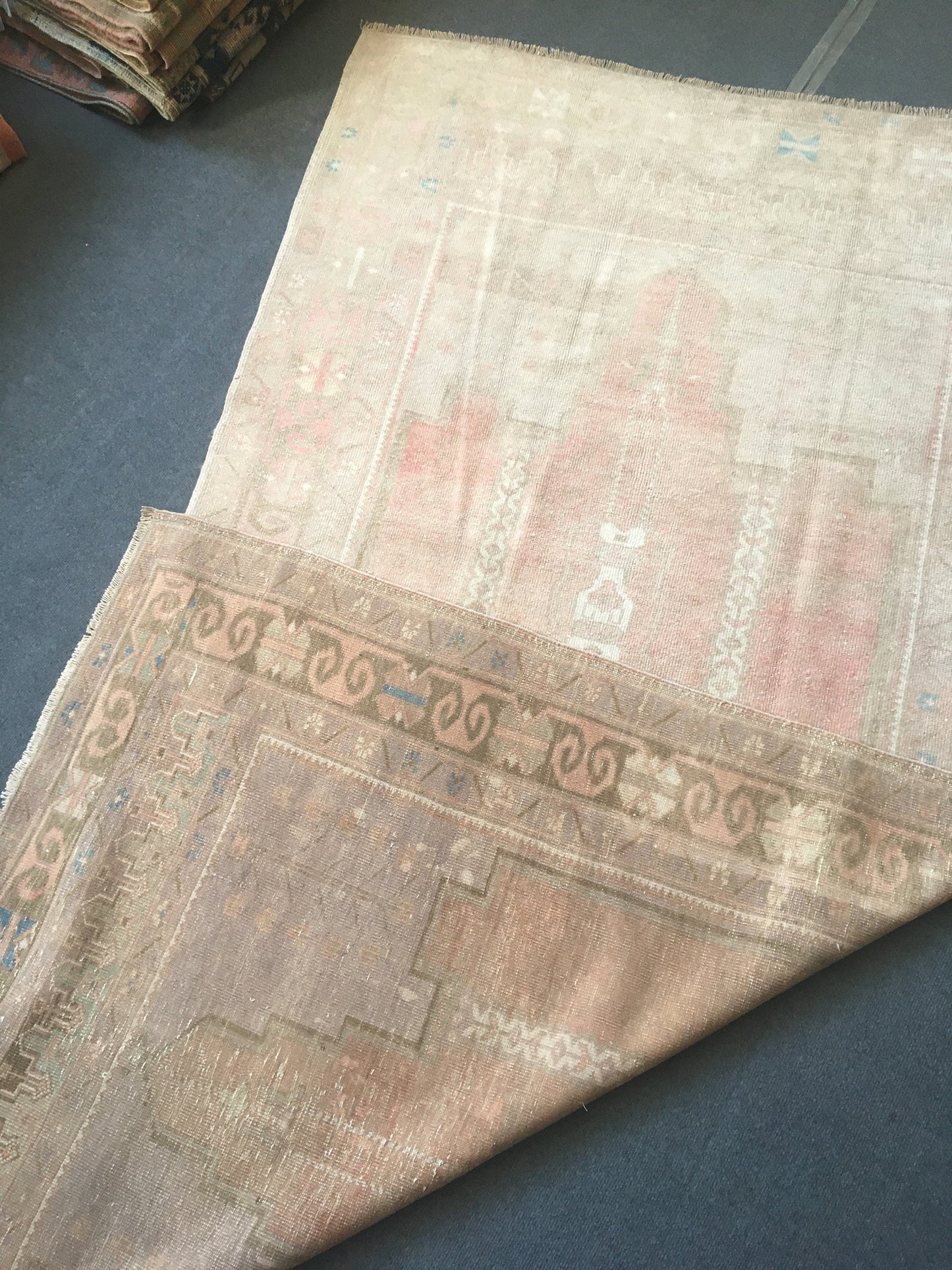 4.5 x 8 feet muted color dining room floor rug, handmade turkish kitchen wool rug