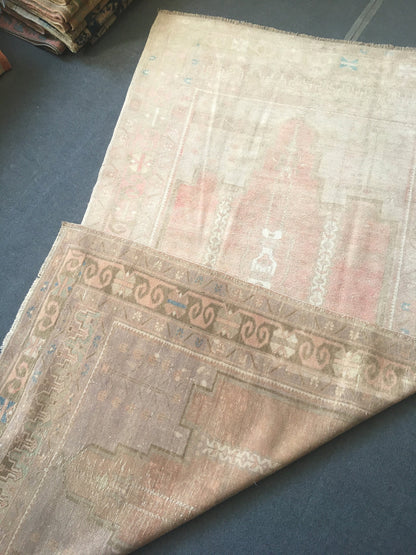 4.5 x 8 feet muted color dining room floor rug, handmade turkish kitchen wool rug