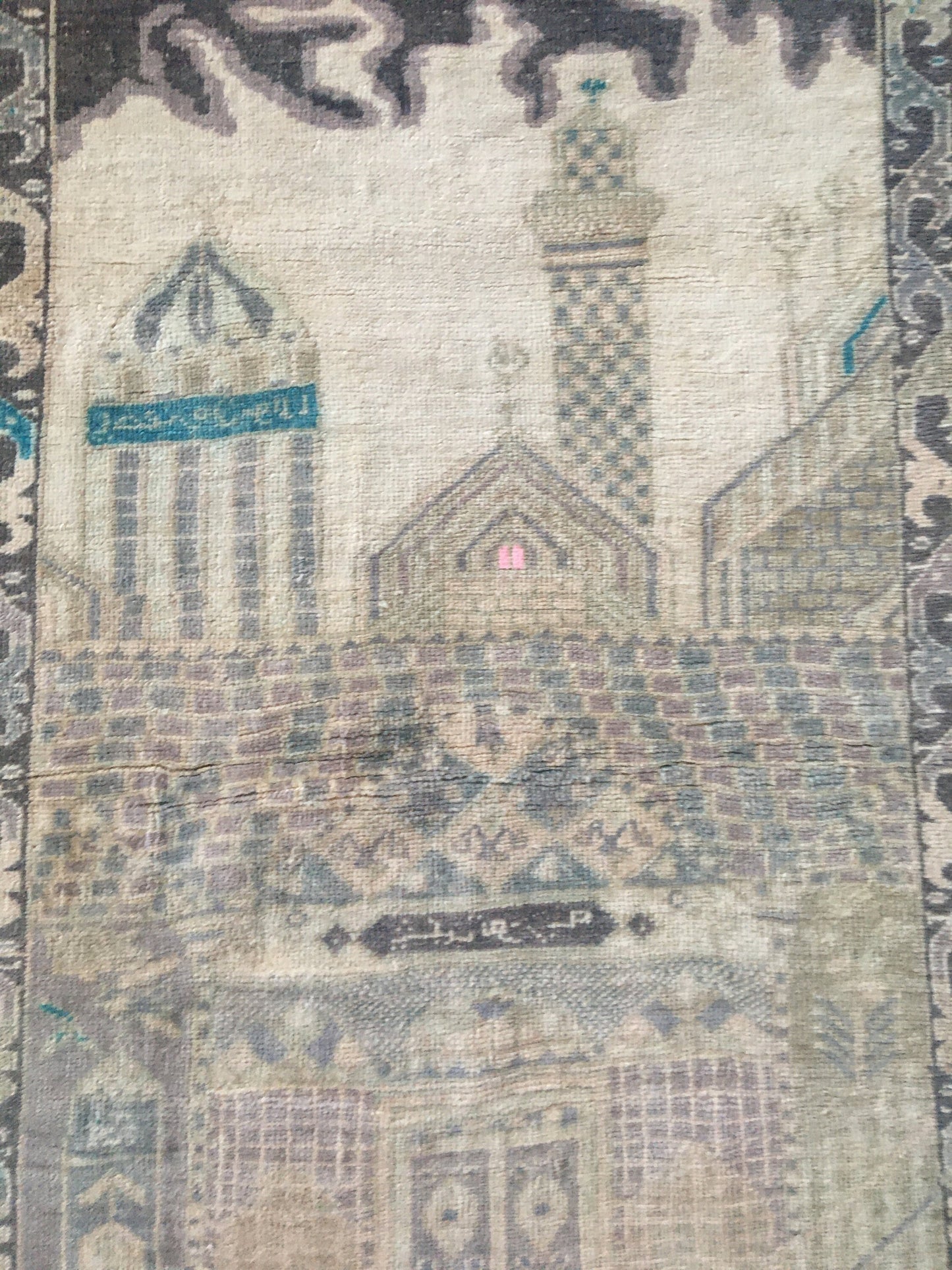 3.6 x 5.5 feet handmade muted bedroom rug, vintage grey wool wall rug