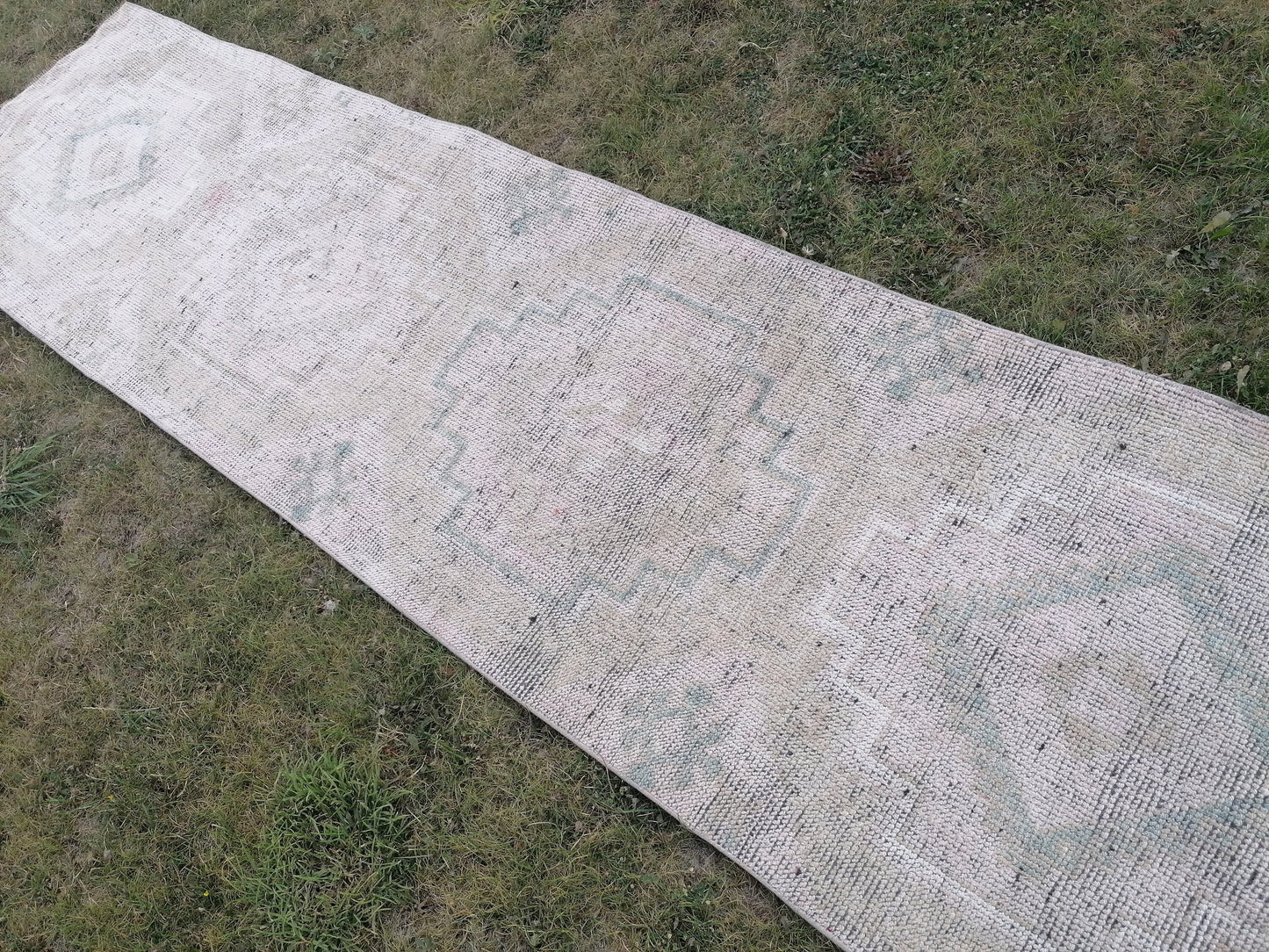 2.8 x 10.6 Pastel runner rug, vintage runner, wool runner,hallway runner, hand made runner