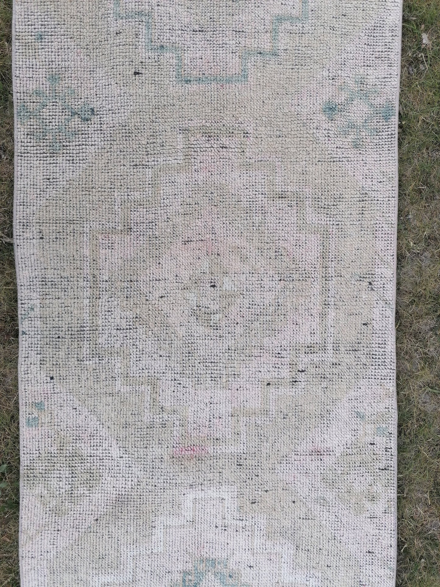 2.8 x 10.6 Pastel runner rug, vintage runner, wool runner,hallway runner, hand made runner