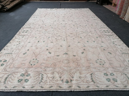 Oushak turkish rug 5 x 9.6 large vintage rug, vintage oushak rug, unique hand made
