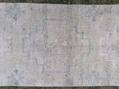 2.8 x 10.6 Pastel runner rug, vintage runner, wool runner,hallway runner, hand made runner