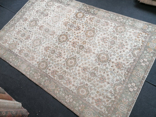 Oushak turkish rug 6.3 x 10  large vintage rug, vintage oushak rug, unique hand made