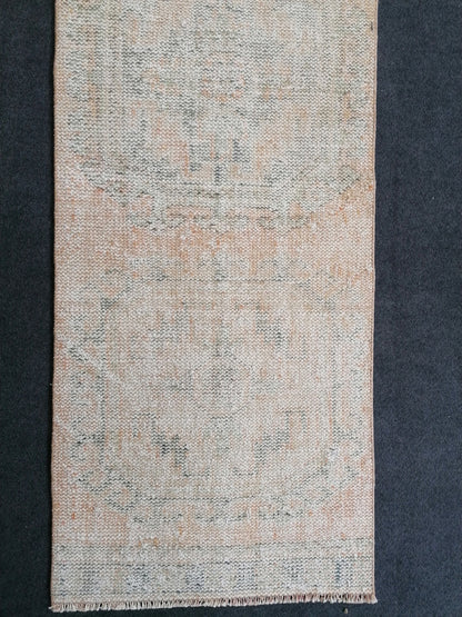 2.4 x 12.2 distressed runner rug turkish runner rug muted vintage runner rug