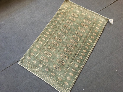 2.5 x 4 green turkish bedroom rug, vintage handmade small bedroom rug,