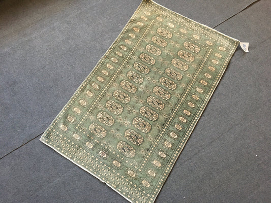 2.5 x 4 green turkish bedroom rug, vintage handmade small bedroom rug,