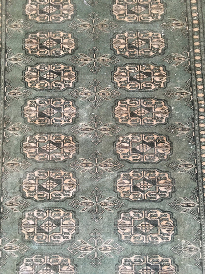 2.5 x 4 green turkish bedroom rug, vintage handmade small bedroom rug,
