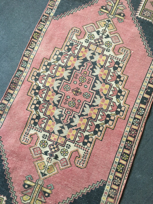 3 x 7.5 handmade runner, vintage kitchen floor runner rug, Oushak rug