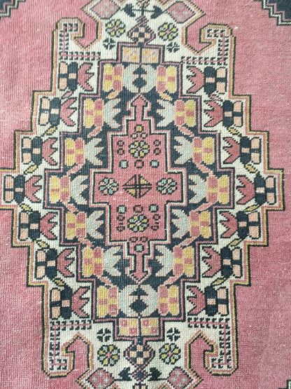 3 x 7.5 handmade runner, vintage kitchen floor runner rug, Oushak rug