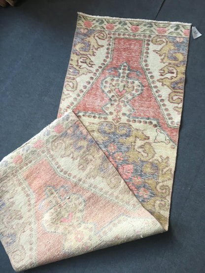 2.4 x 7 Oushak wool handmade turkish runner, vintage rug