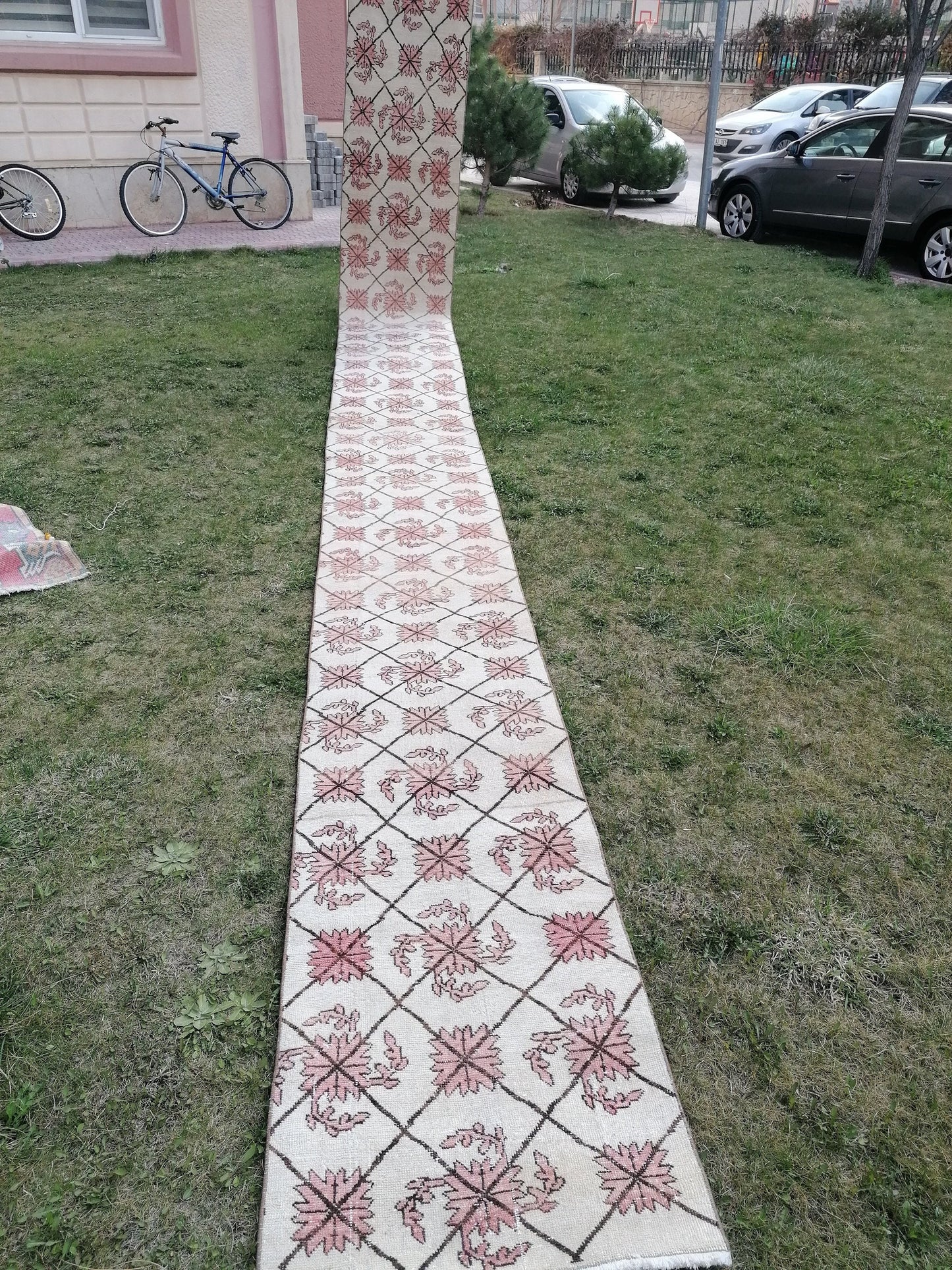 2.5 x 25.6 XL oushak runner rug, extra long turkish runner, vintage runner rug