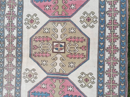 5.9 x 9.5 Bohemian pink color rug, oushak rug , turkish wool rug, handmade