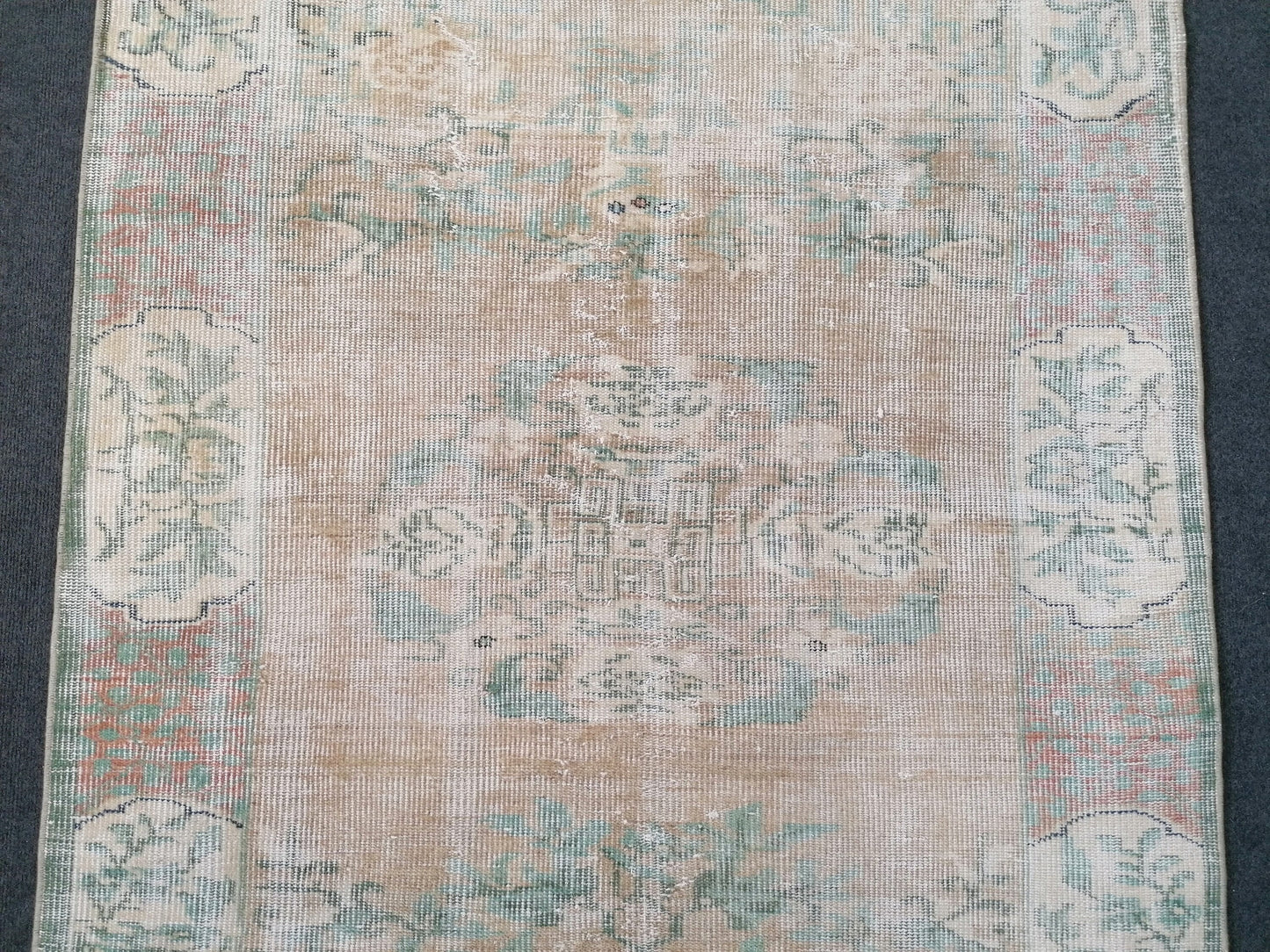 3.8 x 6.7 Muted distressed vintage rug  turkish rug, muted rug oushak rug oriental antique rug