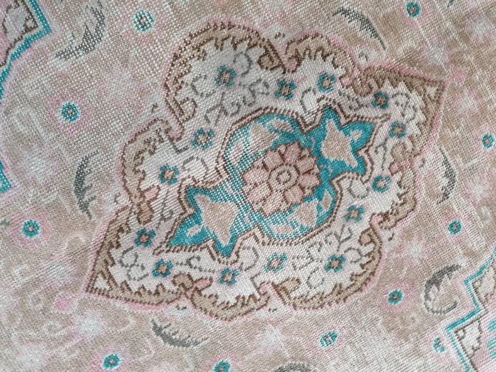 5.8 x 8 Persian wool rug - vintage pink rug, living room rug, handmade wool rugs