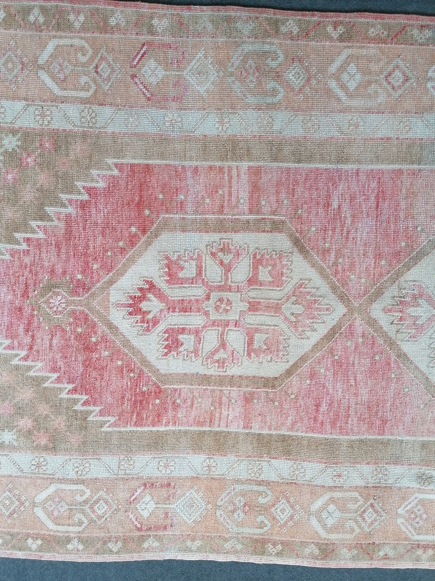 4.4 x 8.11 Vintage rug, hand made wool rug  vintage runner rug, turkish rug, oushak rug