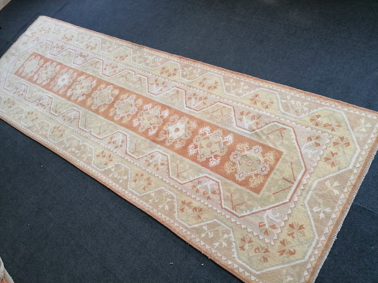 3.9 x 11.6 Runner rug  vintage kitchen runner hallway runner rug, oushak runner rug