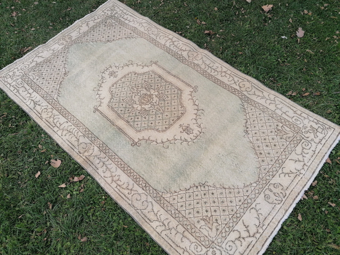 6.8 x 3.10 muted vintage rug, turkısh rug, oushak turkısh rug, wool area rug, oushak rug