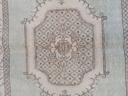 6.8 x 3.10 muted vintage rug, turkısh rug, oushak turkısh rug, wool area rug, oushak rug