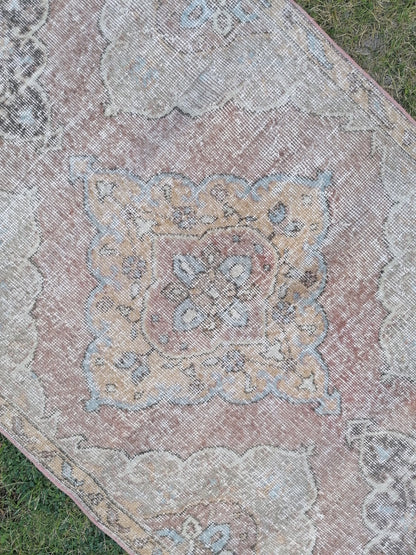 3.2 x 12.9 oushak turkish runner rug, kitchen wool runner rug ,vintage hallway rug, vintage hand made rug
