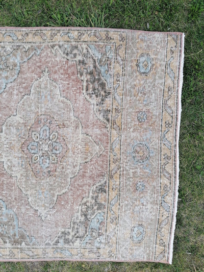 3.2 x 12.9 oushak turkish runner rug, kitchen wool runner rug ,vintage hallway rug, vintage hand made rug