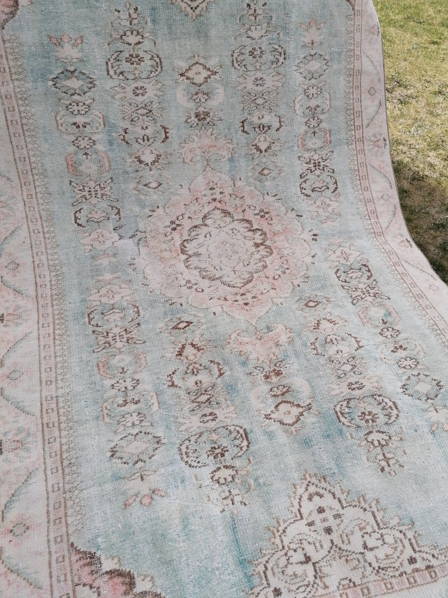 Vintage rug, 5.8 x 9 wool oushak rug, handmade area rug