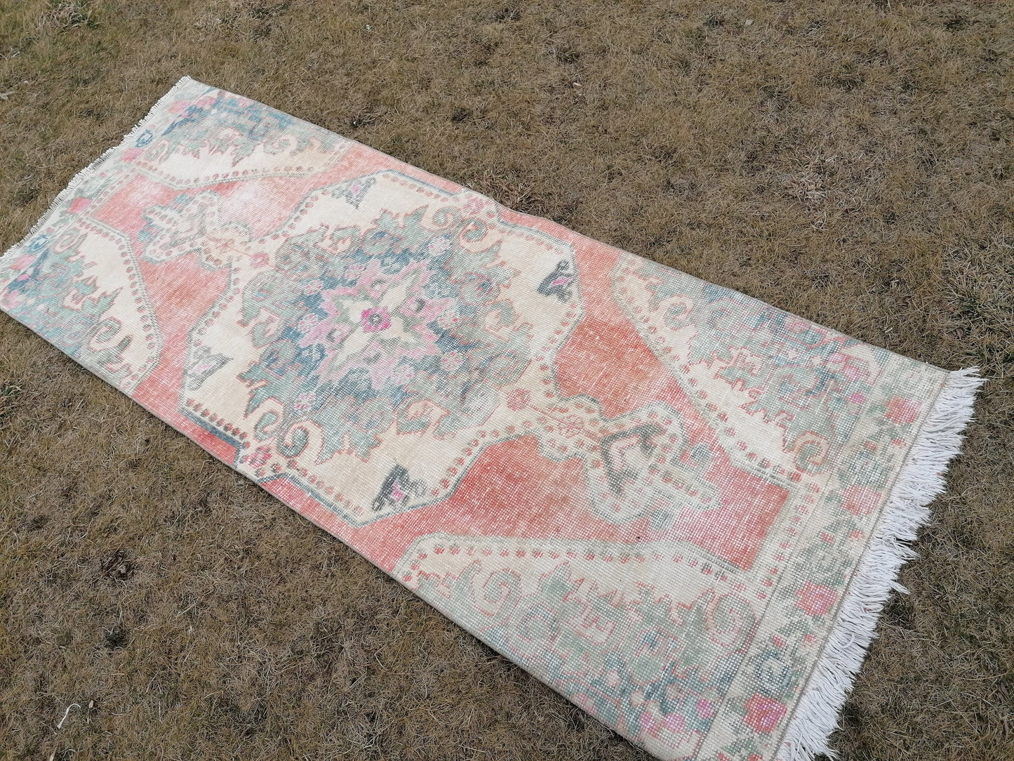 3 x 7.5 vintage handmade runner, kitchen runner, hallway runner