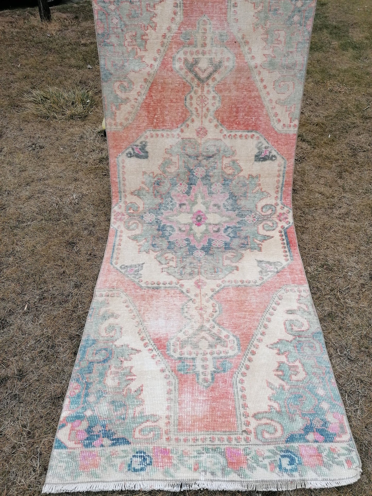 3 x 7.5 vintage handmade runner, kitchen runner, hallway runner