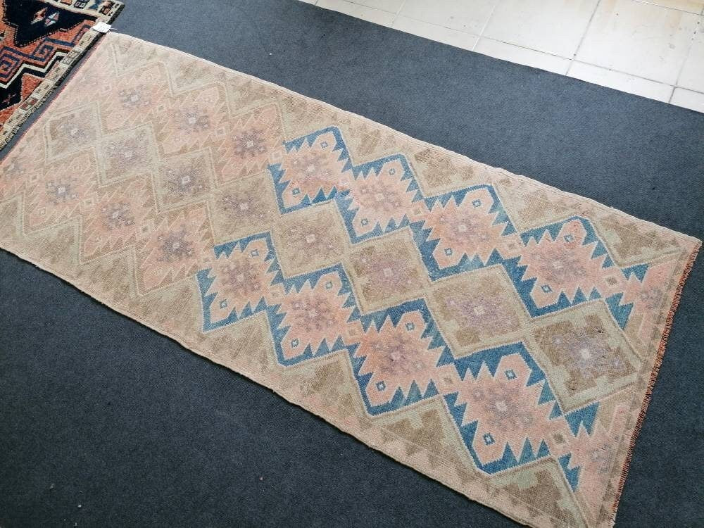 7.4 x 3.2 oushak turkish runner rug, turkish rug, vintage oushak rug, vintage anatolian rug