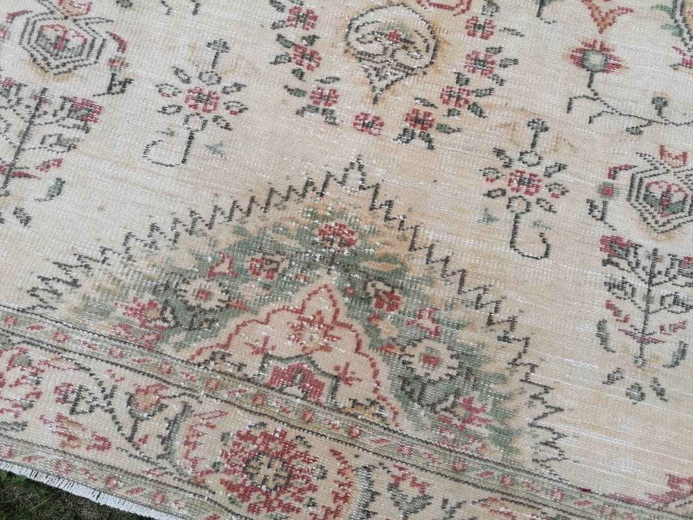 5.8 x 9.5 Oushak rug, large pastel vintage wool rug  hand made rugs, turkish living room rug