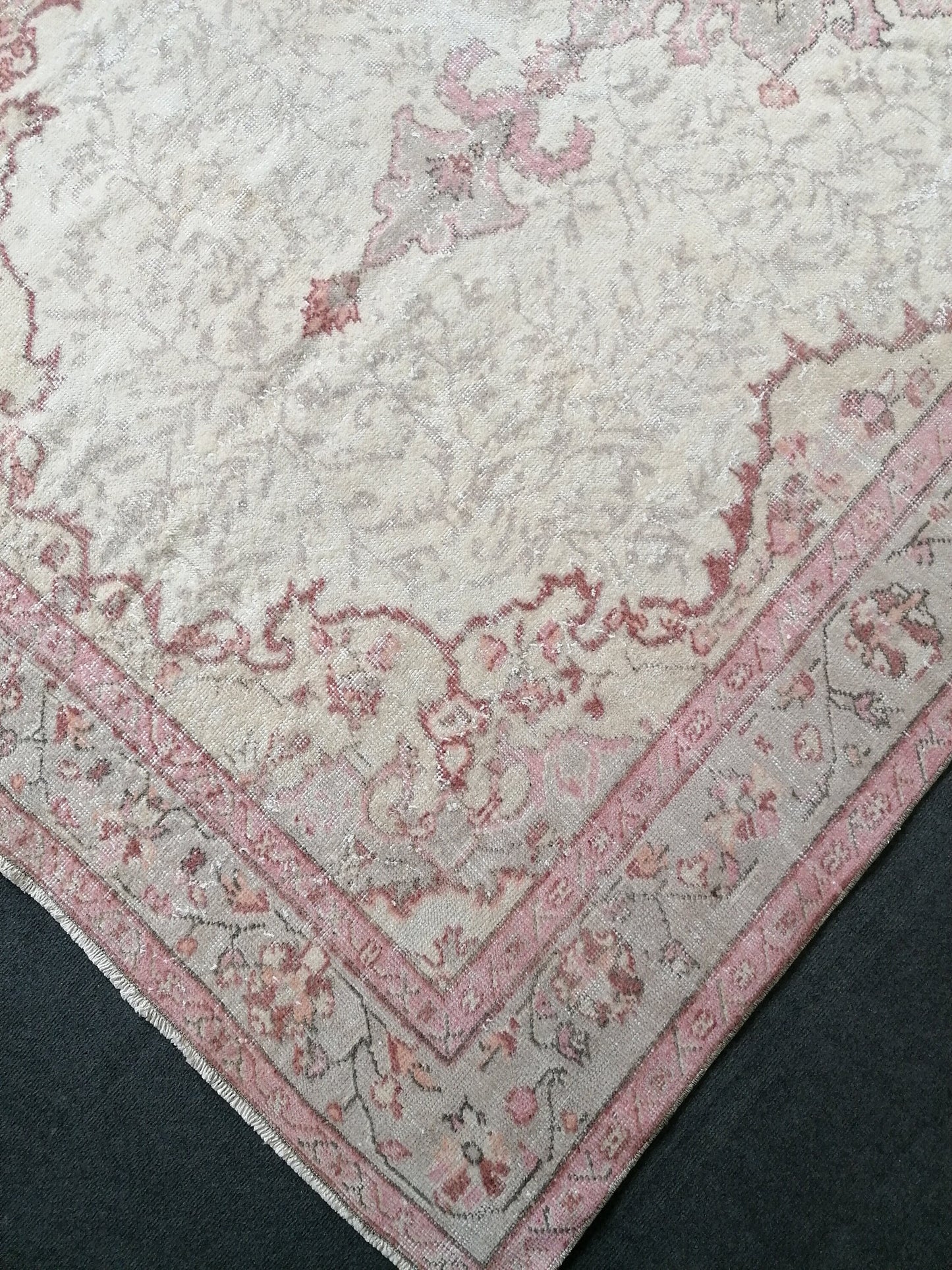 5.5 x 9.7 Large vintage pink pastel rug  oushak handmade wool rug, muted area rug, bohemian rug
