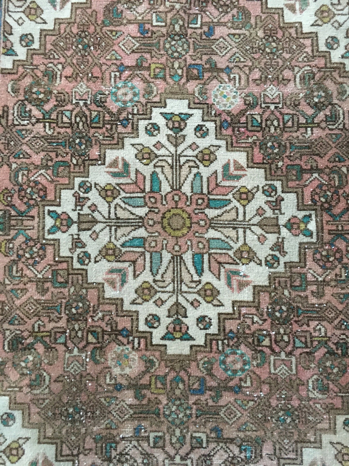 3.4 x 5 feet handmade natural brown area rug, vintage medium size rug
