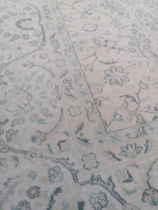 6.6 x 9.6 wool rug, oushak handmade rug,muted hand-knotted rug, living room rug