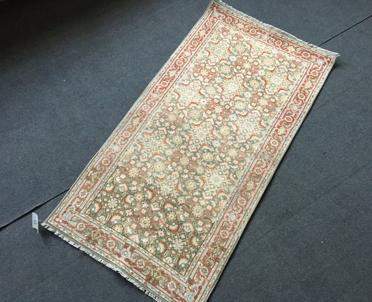 2.4 x 4.5 ft vintage turkish kitchen small rug, mini  wool rug