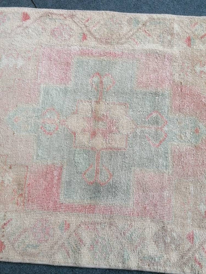 4 x 2.5 Turkish rug,pastel vintage rug oushak rug unique hand made rug kitchen rug bohemian rug traditional