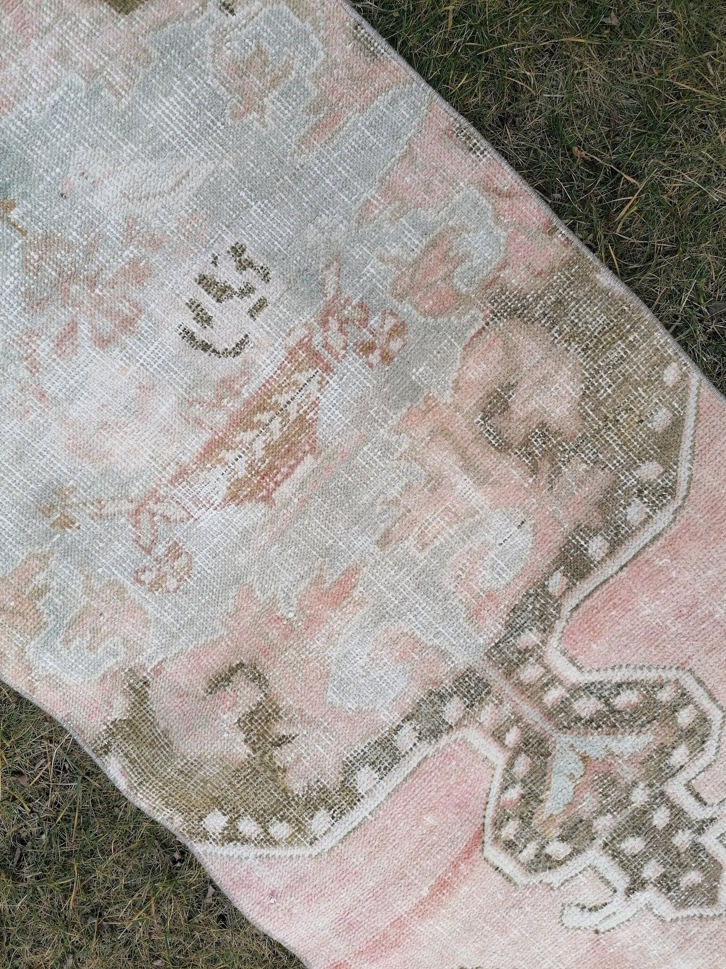 Oushak wool runner 2.2 x 7 distressed turkish rug, vintage runner ,  vintage anatolian rug