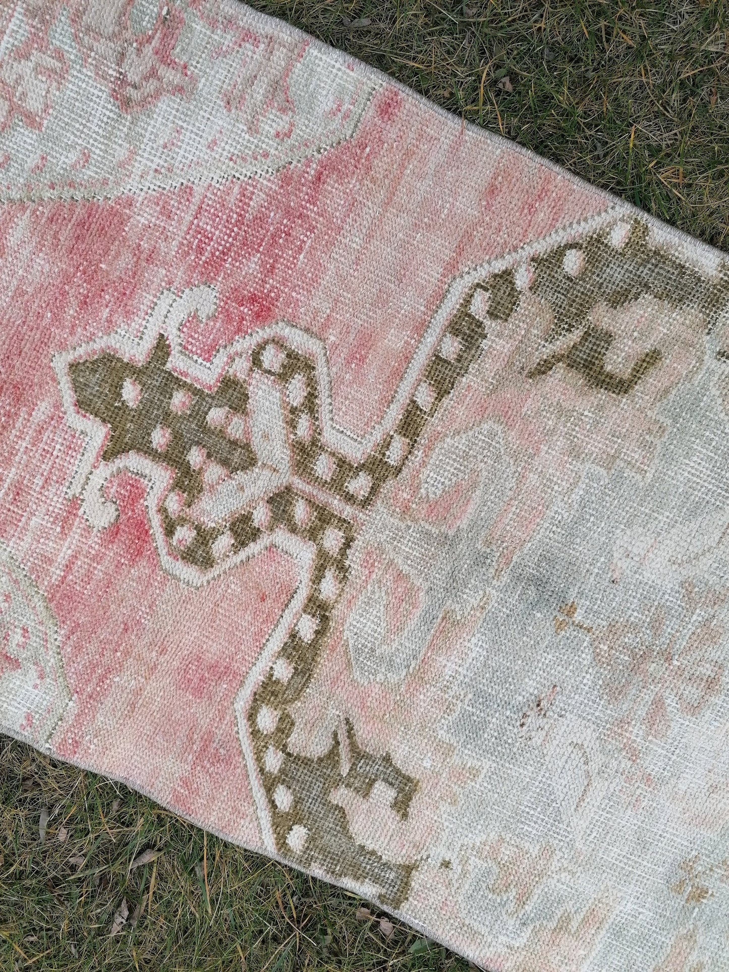 Oushak wool runner 2.2 x 7 distressed turkish rug, vintage runner ,  vintage anatolian rug