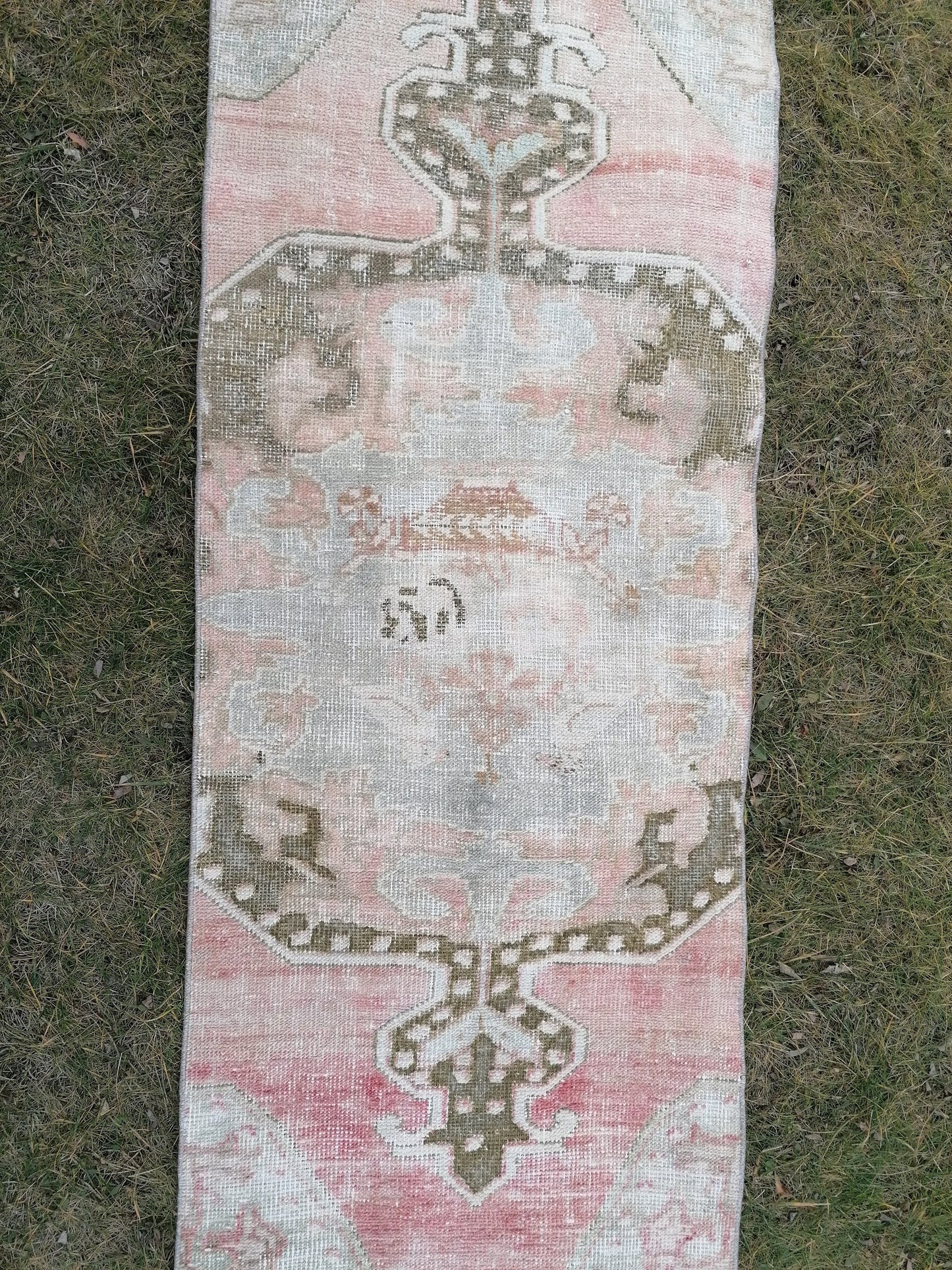 Oushak wool runner 2.2 x 7 distressed turkish rug, vintage runner ,  vintage anatolian rug