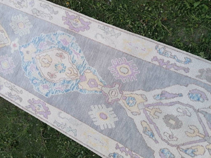 2.11 x 13.4 oushak wool runner, turkish oushak new authentic handmade rug, hallway runner rug