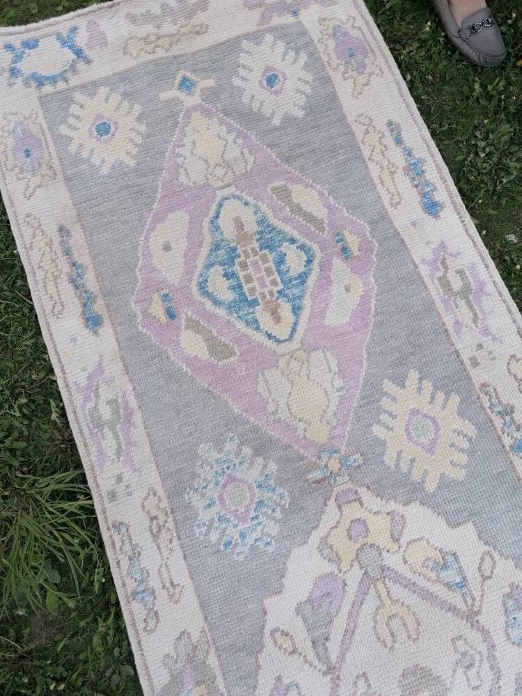 2.11 x 13.4 oushak wool runner, turkish oushak new authentic handmade rug, hallway runner rug