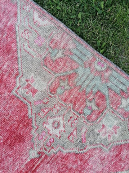 3 x 10.2 Oushak runner, turkish wool runner rug, vintage hallway runner unique hand made wool rug kitchen runner rug,
