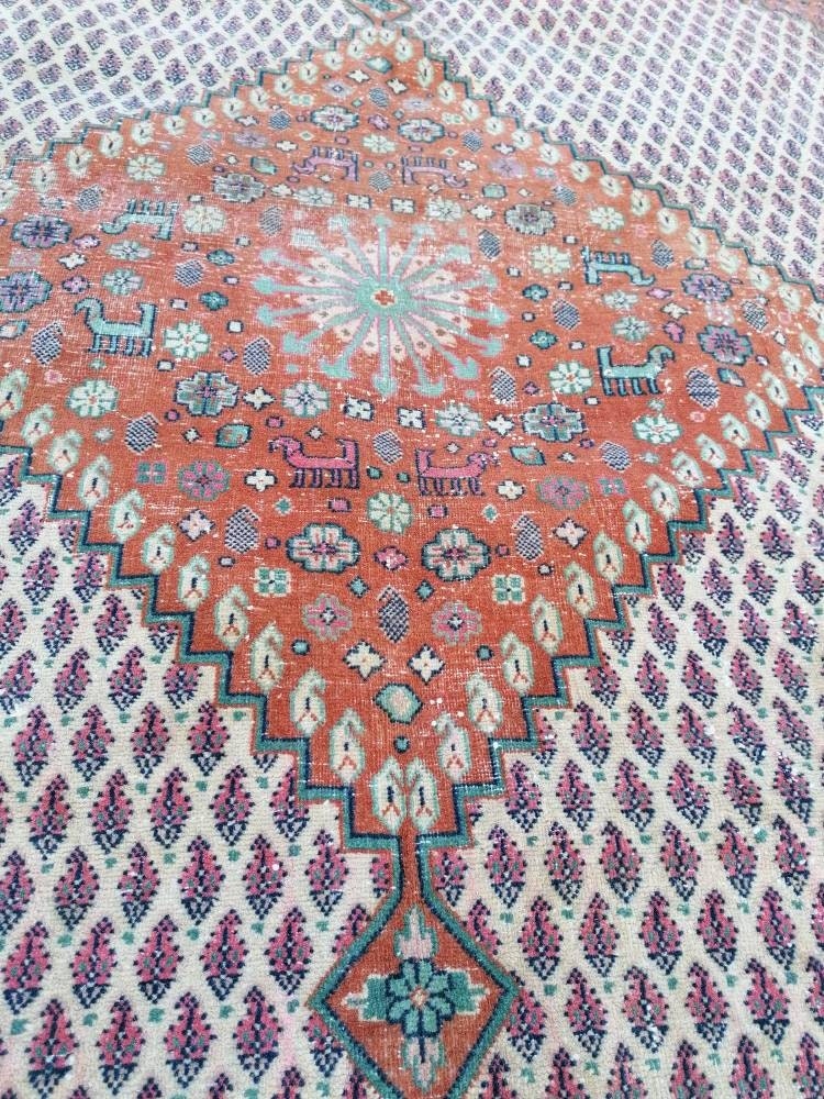 8x8 oushak wool rug, Turkish rug, vintage handmade rug, living room rug kitchen rug,