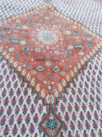 8x8 oushak wool rug, Turkish rug, vintage handmade rug, living room rug kitchen rug,