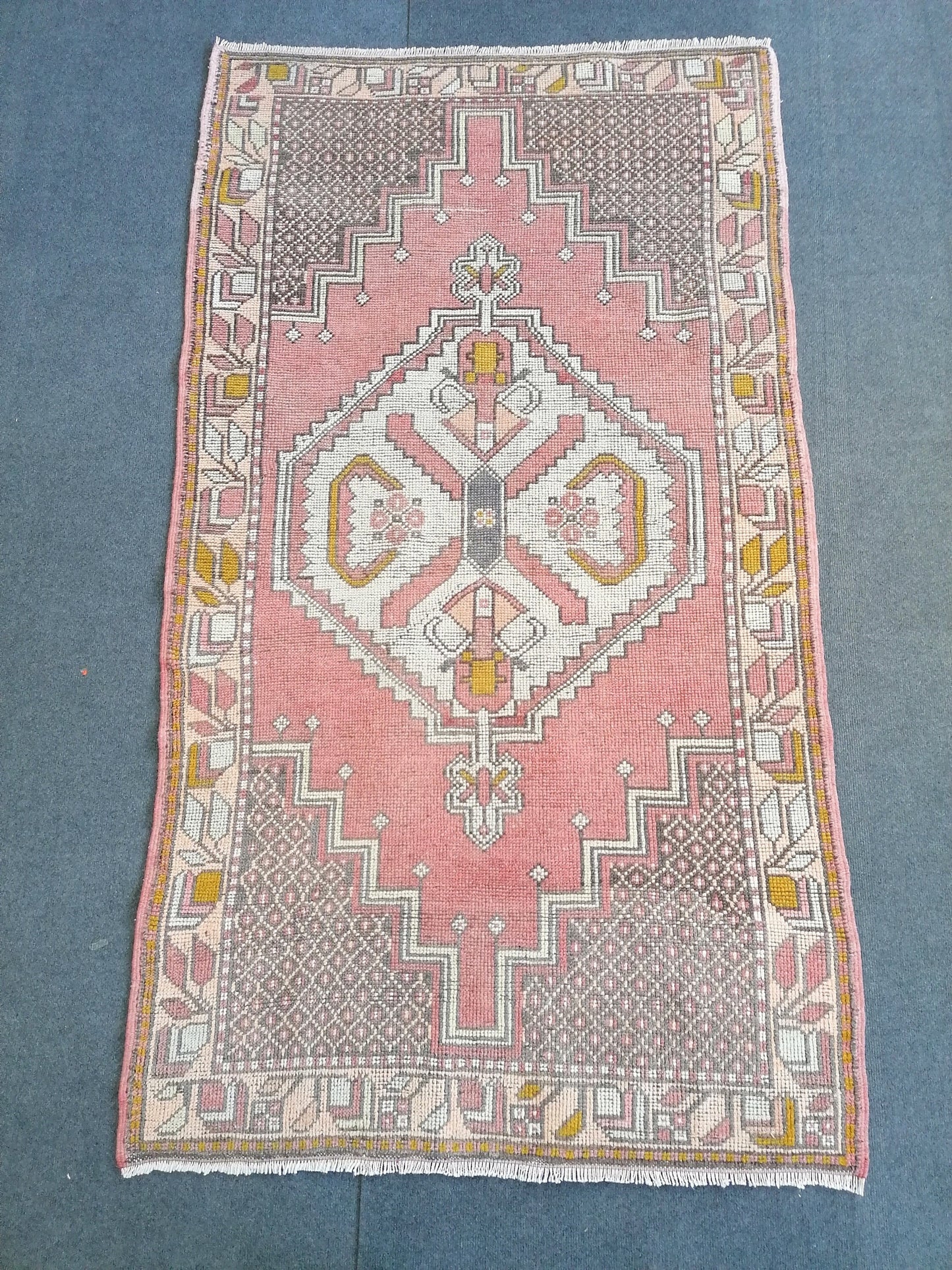6.4 x 3.7 vintage turkish rug, pink turkish rug, oushak vintage rug